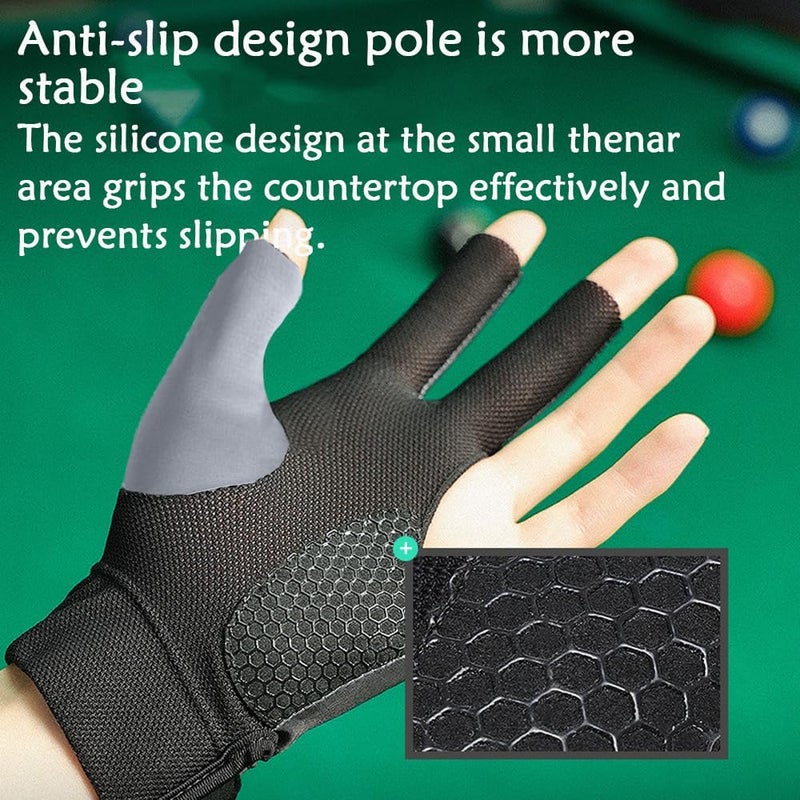 Wnddle Pool Glove Left Hand, Billiards Glove, Billiard Pool Gloves for Left Hand 3 Finger, Snooker Cue Sport Glove Popular Sizes for Men & Women - Image 4